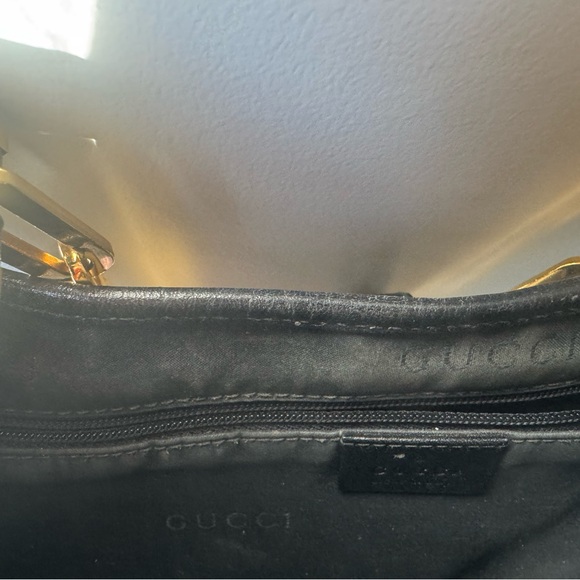 Gucci Jackie O Logo Black Canvas Gold Chain Handbag-rare find - Picture 8 of 10